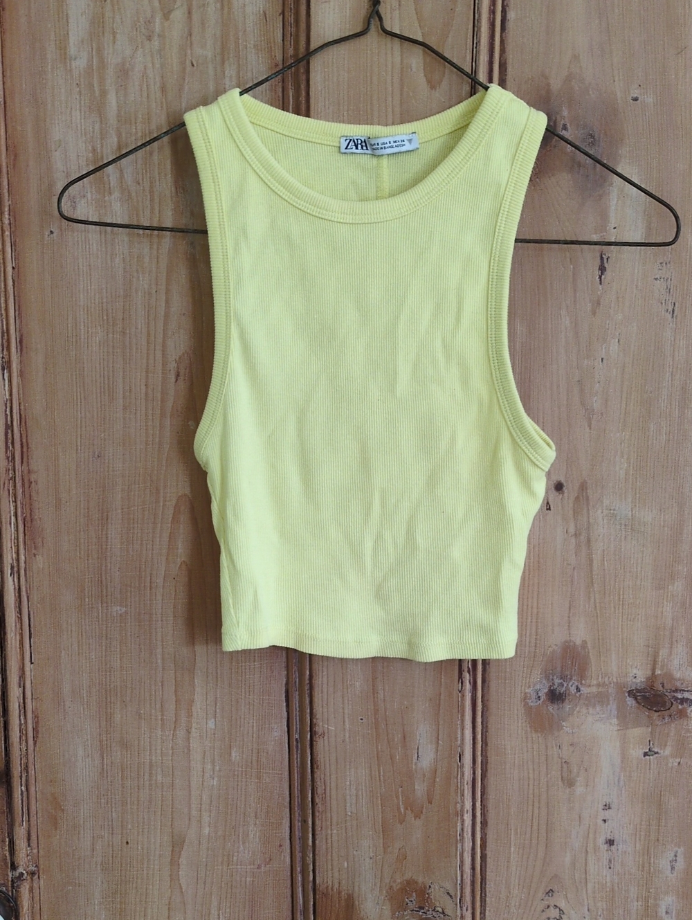Zara Sunlit Yellow Ribbed Crop Tank